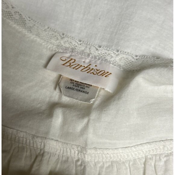 Barbizon Vintage Night Gown White Cotton Embroidered Flowers L - Picture 5 of 8